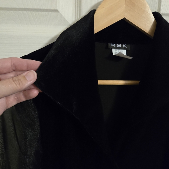 MSK Black Sheer Sleeve Holiday Velour Blouse Size Medium New With Tags - Picture 4 of 10